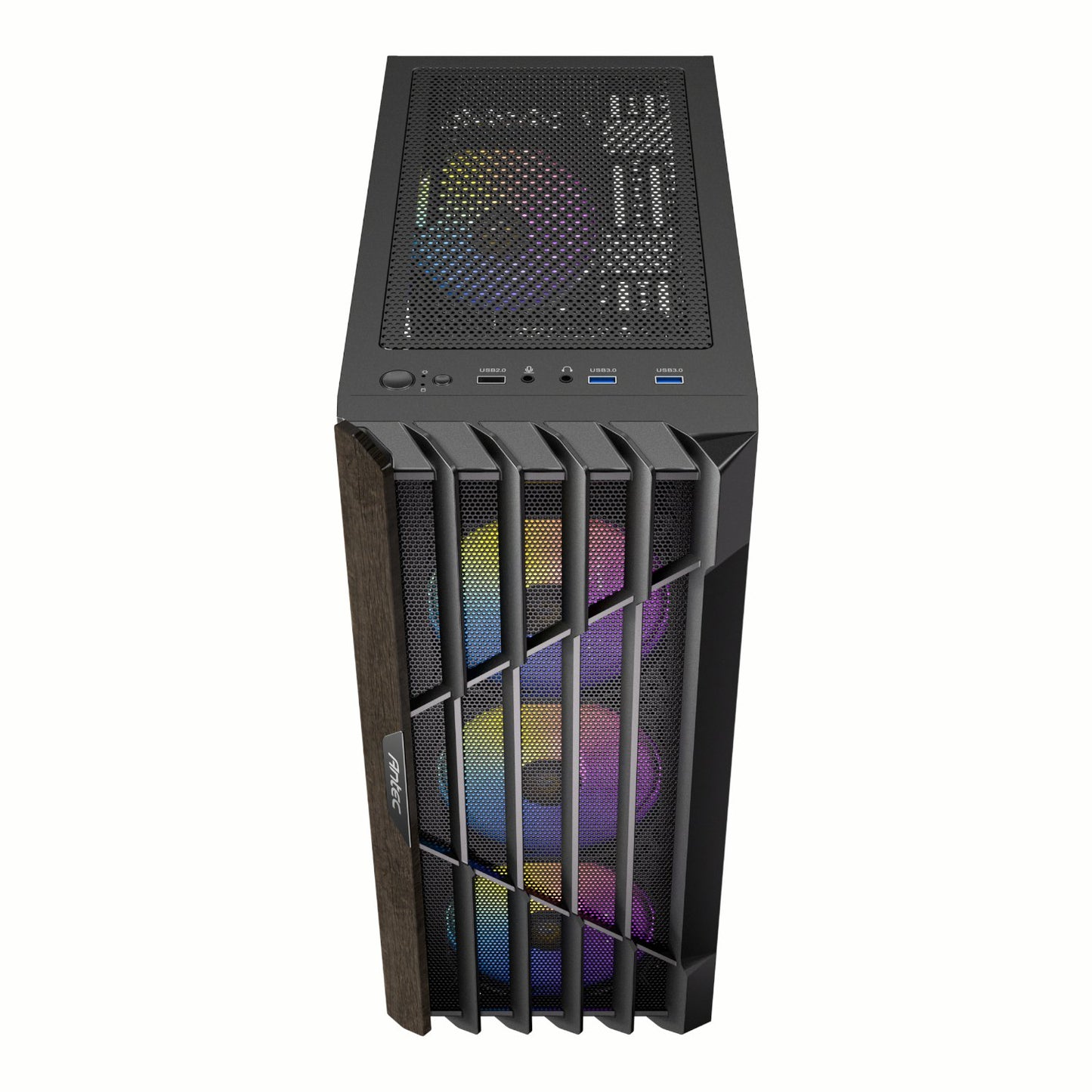 Antec AX63 Wood ARGB Mid-Tower Gaming Case Black with Wood Front & 4 ARGB Fans