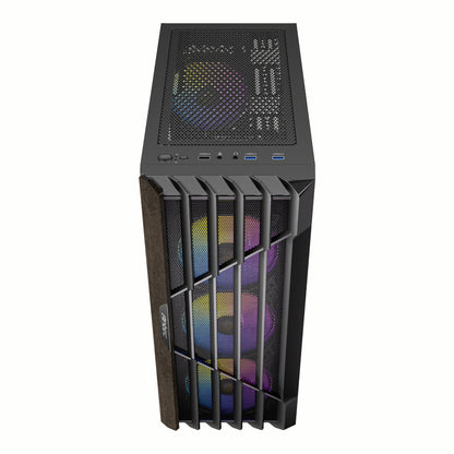 Antec AX63 Wood ARGB Mid-Tower Gaming Case Black with Wood Front & 4 ARGB Fans