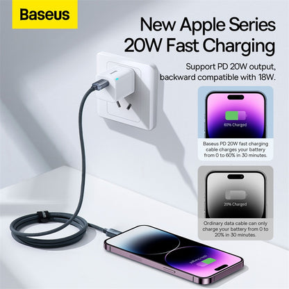 Baseus Crystal Shine Series 1.2m Type-C to Lightning 20W Fast Charging Data Cable for iPhone