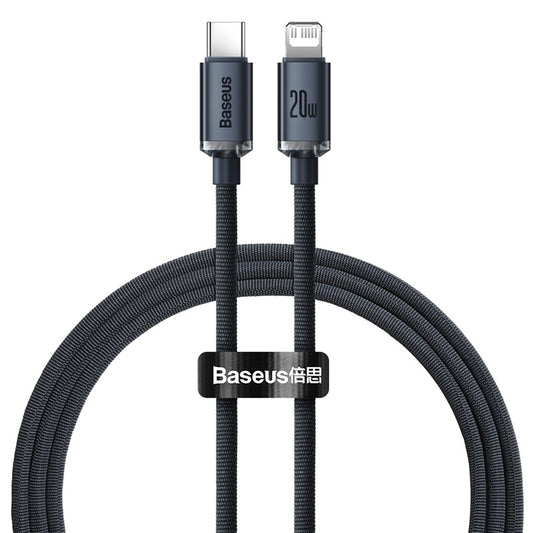 baseus crystal shine cable, type c to lightning cable, 20w iphone fast charger, stylish lightning cable, baseus 1.2m cable, pd fast charging cable, iphone usb c lightning, apple charging cable sri lanka, metallic iphone cable, crystal shine series, usb c lightning sri lanka, iphone data cable, fast charging cable for iphone, baseus sri lanka

