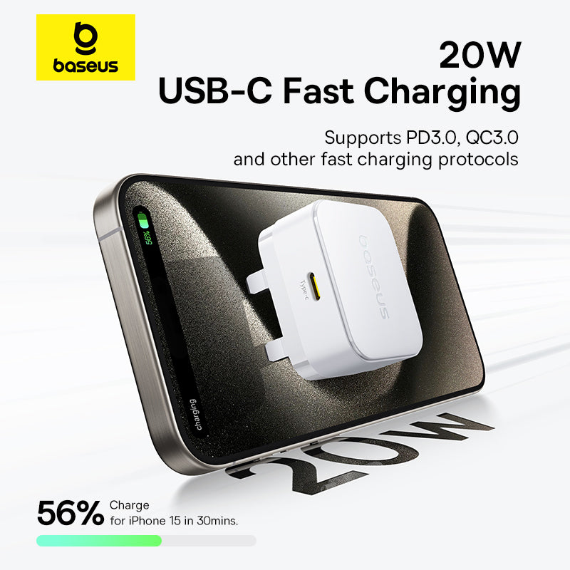 Baseus Palm Fast Charger 1C 20W UK – Moon White