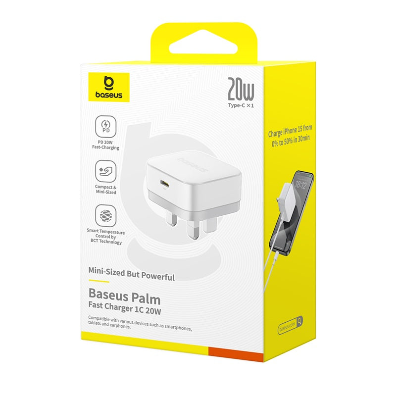 Baseus Palm Fast Charger 1C 20W UK – Moon White