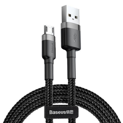 Baseus Cafule 1M USB to Micro Cable 2.4A – Gray+Black (CAMKLF-BG1) – Durable Fast Charging Cable – 1 Year Warranty