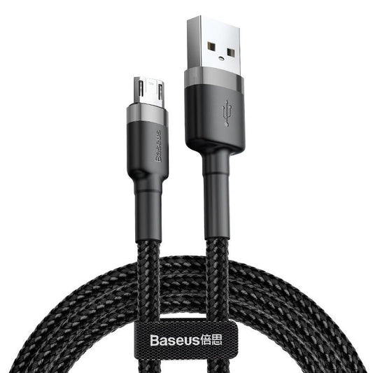 Baseus Cafule 1M USB to Micro Cable 2.4A – Gray+Black (CAMKLF-BG1) – Durable Fast Charging Cable – 1 Year Warranty