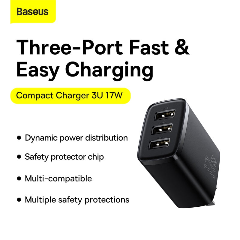 Baseus Compact Charger 3U 17W CN Black