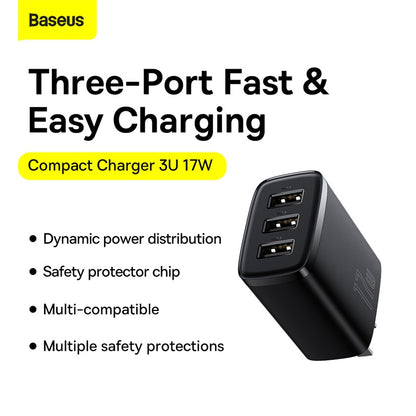 Baseus Compact Charger 3U 17W CN Black
