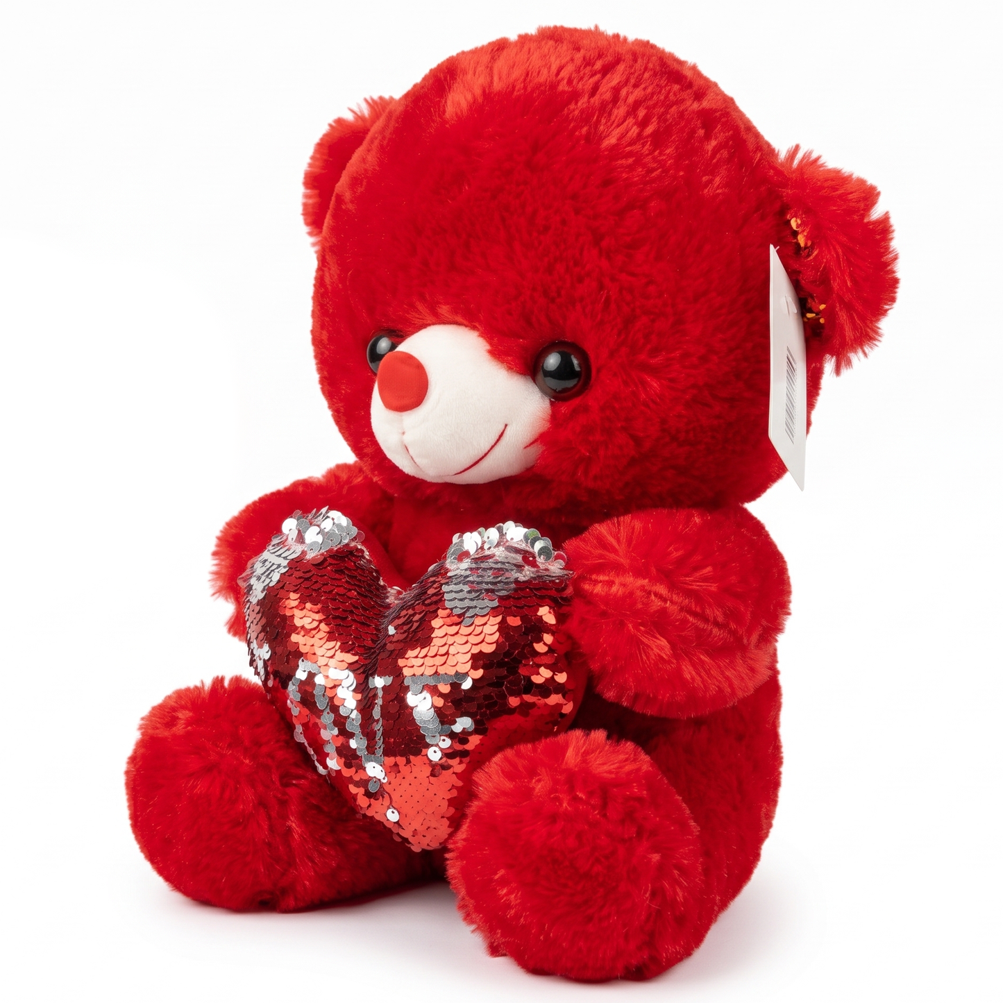 Red Sequined Heart Teddy Bear Cute Soft Plush Gift 30cm Teddy Bear with Sequin Heart