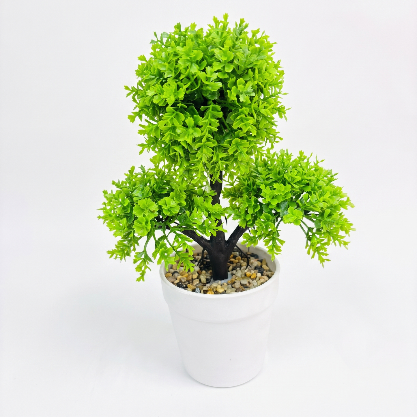 Artificial Bonsai Tree in White Pot Faux Greenery Desk Plant for Home & Office Ornaments Pots for Indoor Desk Plant