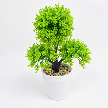 Artificial Bonsai Tree in White Pot Faux Greenery Desk Plant for Home & Office Ornaments Pots for Indoor Desk Plant