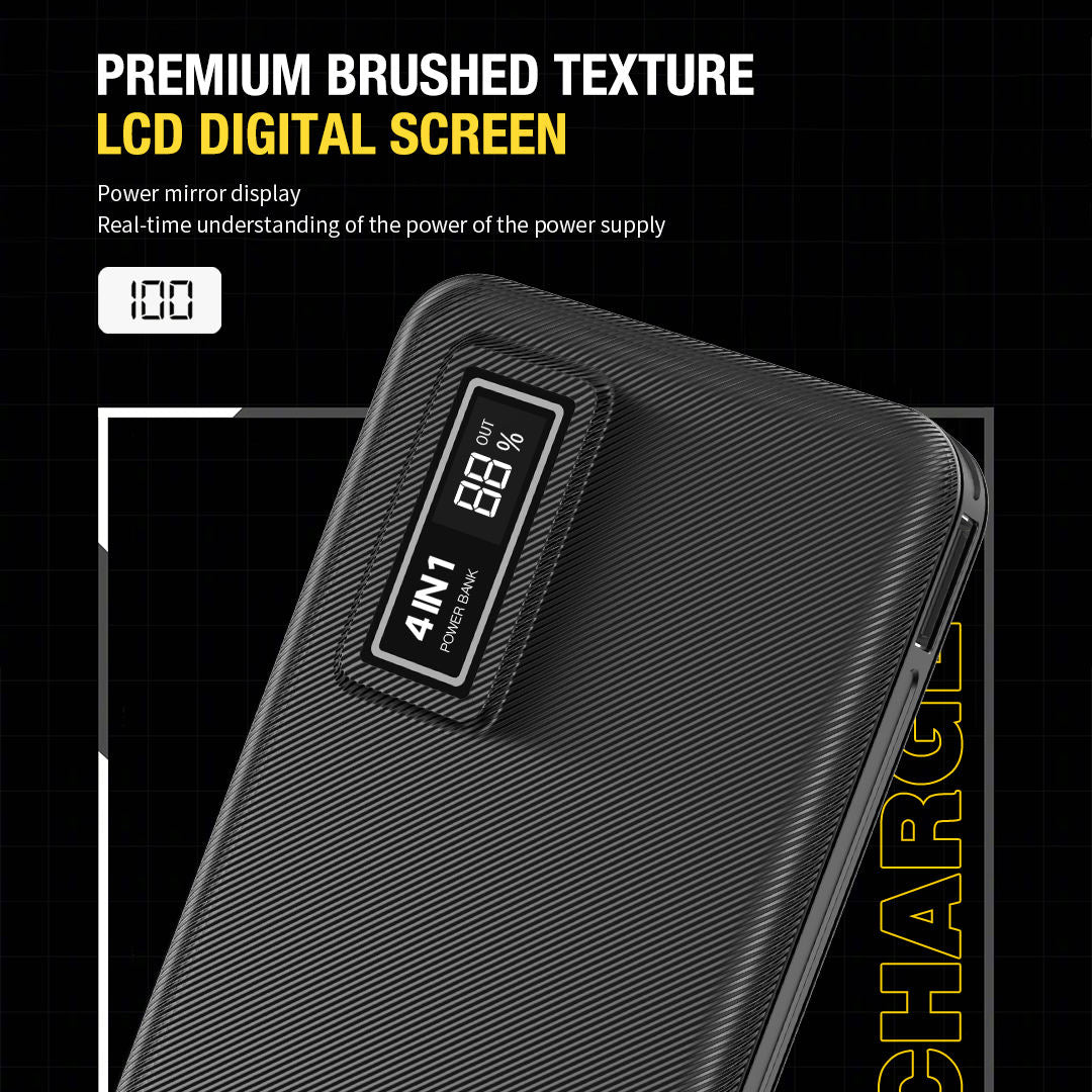 Aspor A300 Portable 10000mAh Power Bank Charger 4 In 1 Built-in Cables Fast Charging Power Bank for Phone