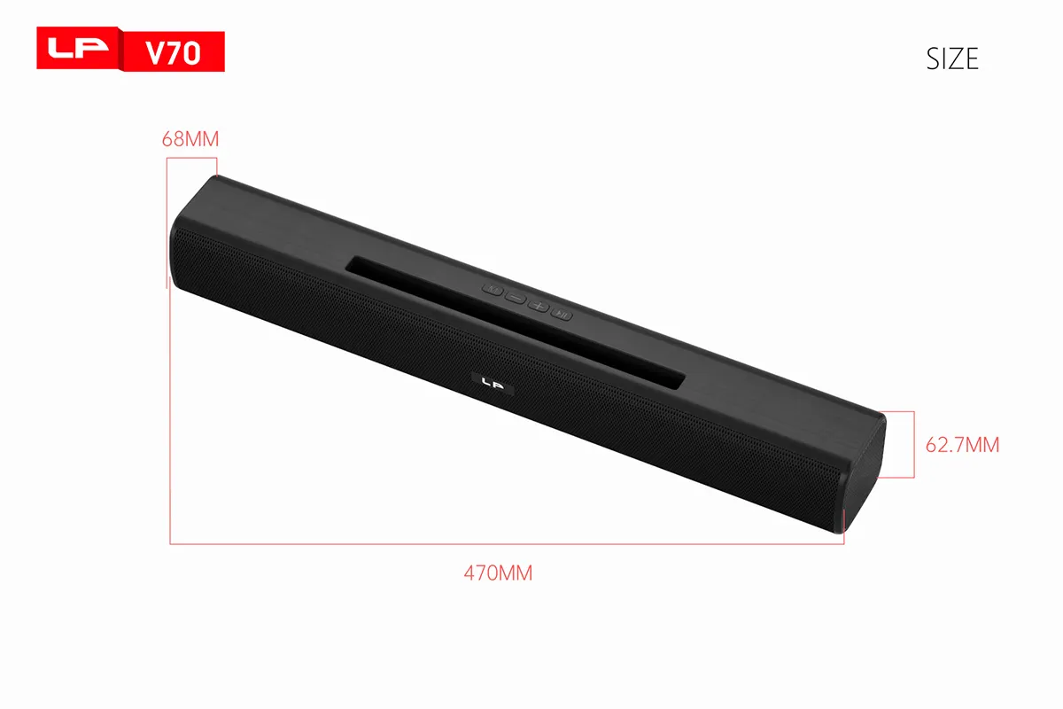 Bluetooth Sound bar LP-V70 Portable Sound Bar Speaker Stereo Sound Wir ...