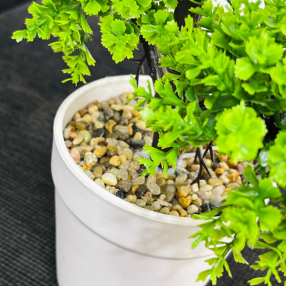 Artificial Bonsai Tree in White Pot Faux Greenery Desk Plant for Home & Office Ornaments Pots for Indoor Desk Plant