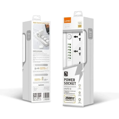 LDNIO SC5614 Universal Power Strip Surge Protector with 5 AC Outlets + 6 USB Extension Intelligent Power Cord