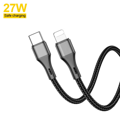 27W Fast Charging Cable USB-C to Lightning Nylon Braided Cable Data Transmission C to Lightning Cable
