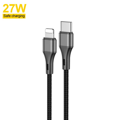 27W Fast Charging Cable USB-C to Lightning Nylon Braided Cable Data Transmission C to Lightning Cable