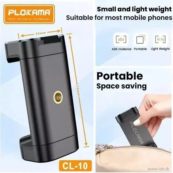 PLOKAMA CL-10 DOUBLE PULL PHONE CLIP Smartphone Tripod Holder