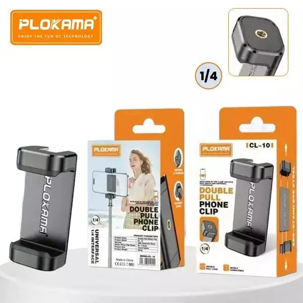 PLOKAMA CL-10 DOUBLE PULL PHONE CLIP Smartphone Tripod Holder