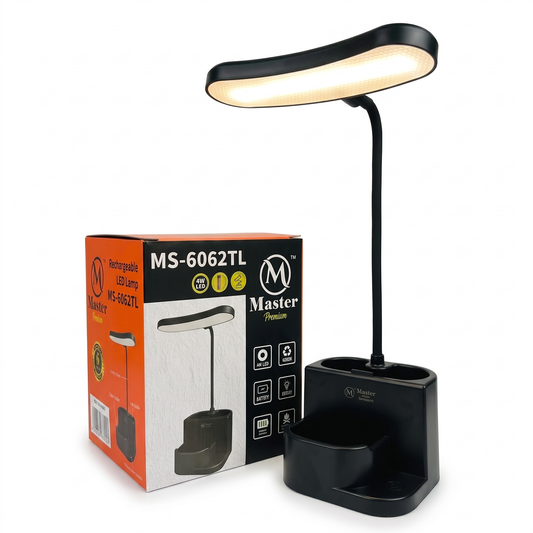 Master Rechargeable LED Desk Lamp with Pen & Phone Holder 3 Light Modes, Touch Control Table Lamp