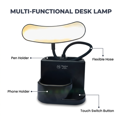 Master Rechargeable LED Desk Lamp with Pen & Phone Holder 3 Light Modes, Touch Control Table Lamp