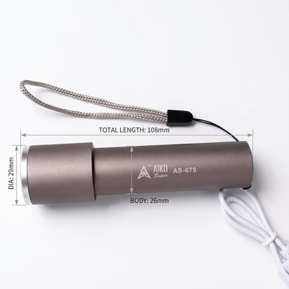 AIKO Super AS-679 5W Rechargeable LED Pocket Torch 1200mAh Mini Flashlight with Type-C Charging