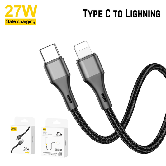 27W Fast Charging Cable USB-C to Lightning Nylon Braided Cable Data Transmission C to Lightning Cable