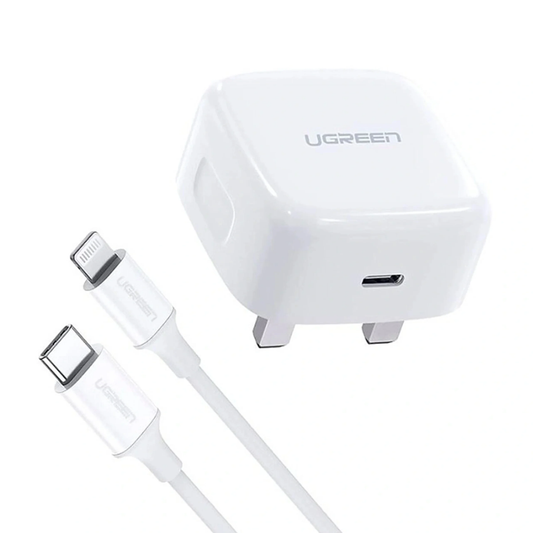 UGREEN 20W Type-C PD Fast Charger With Type-C to Lightning 1 Meter Cable Set