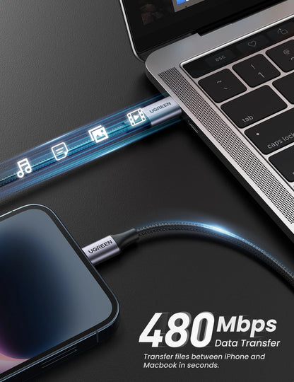 UGREEN C to Lightning MFI Certified 1 Meter Type-C to Lightning Aluminum Shell Braided Cable For Iphone