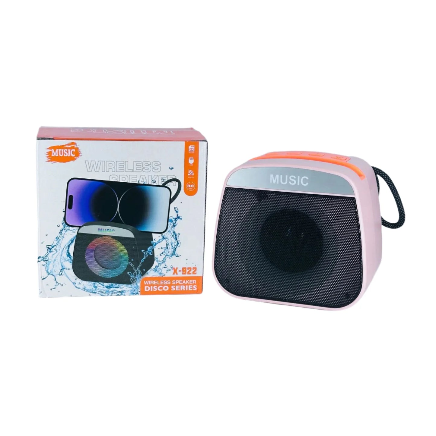 X-922 Wireless Bluetooth Speaker Portable High Bass Speaker with LED Lights, USB, FM & AUX Support