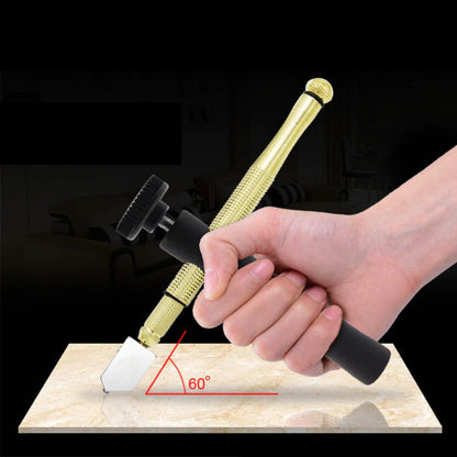 Diamond Glass Cutter 175mm Oil-Fed Steel Blade Tool with Anti-Skid Metal Handle for Manual Cutting