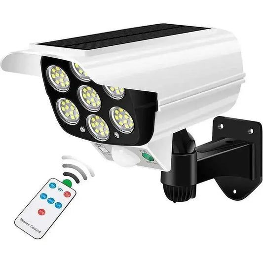 Solar Lights Outdoor Waterproof Motion Sensor Dummy Camera 77 LEDs Solar Spotlight Wall Street External Solar Lamp Garden Light