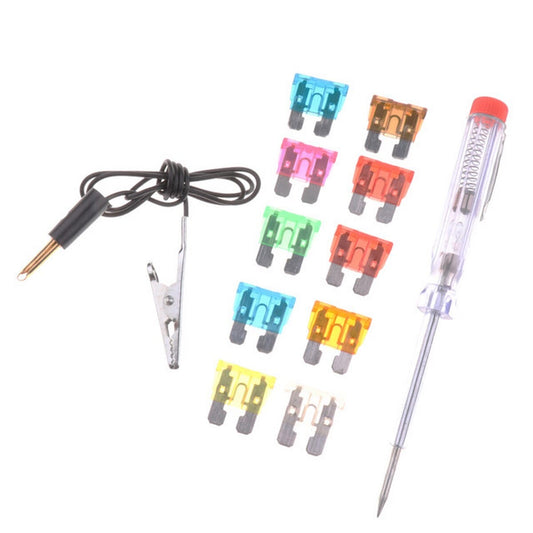 10pcs Car Motorcycle Plug-In Fuses Set with Tester | 10A to 30A Auto Blade Fuse Kit