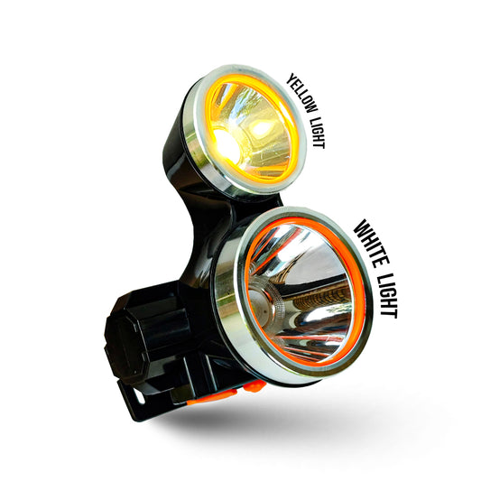 Aiko 3W Double Head Rechargeable LED Headlamp – Weatherproof Outdoor Head-Mounted Torch Light for Camping and Work

