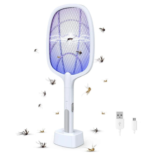 2-in-1 Electric Mosquito Swatter Mosquito Killer USB Rechargeable Angle Adjustable Electric Bug Zapper Fly Bat Insect Swatter