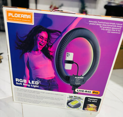 Plokama R45 Pro Soft LED RGB Ring light 45cm -  AC Powered Ring Light