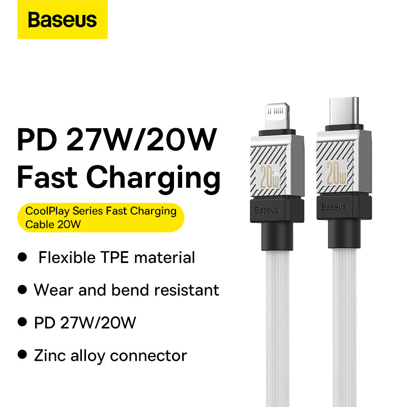 Baseus CoolPlay Series 20W Type-C to Lightning Fast Charging Cable 1m – White