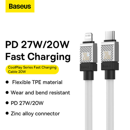 Baseus CoolPlay Series 20W Type-C to Lightning Fast Charging Cable 1m – White