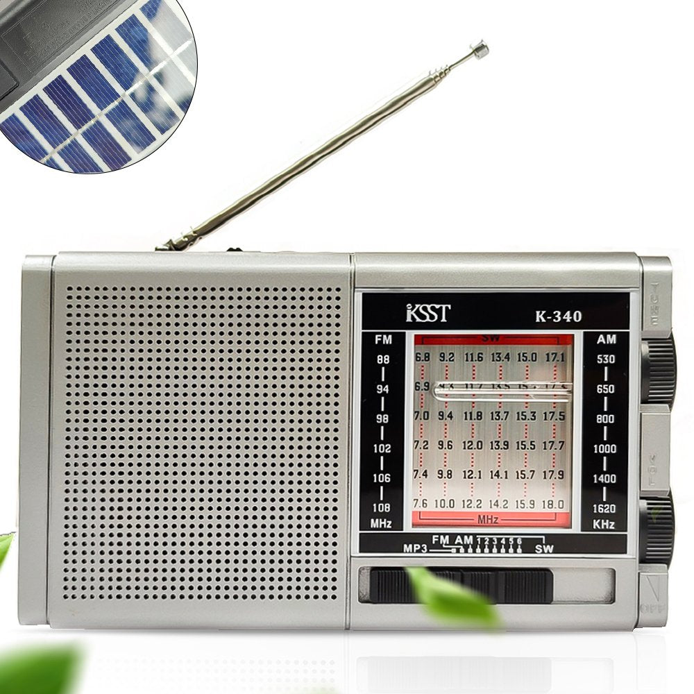 FM/USB/TF Radio Portable Solar Charging Pocket Radio with Emergency LED Flashlight for Outdoor Camping