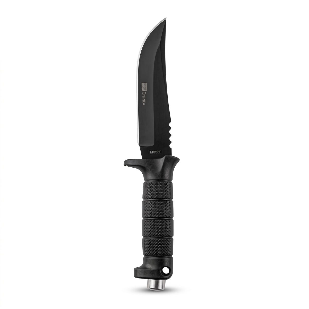 Heavy-Duty Tactical Fixed Blade Hunting Knife with Glass Breaker 32 cm Camping Knife