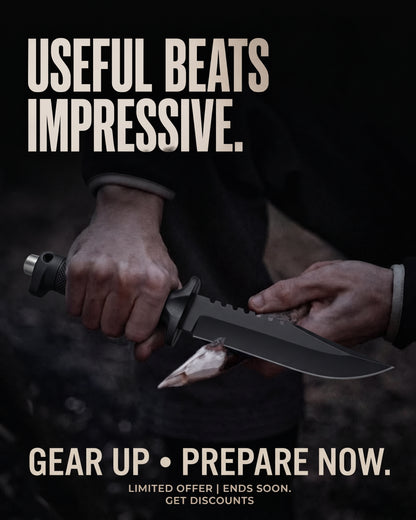 Heavy-Duty Tactical Fixed Blade Hunting Knife with Glass Breaker 32 cm Camping Knife
