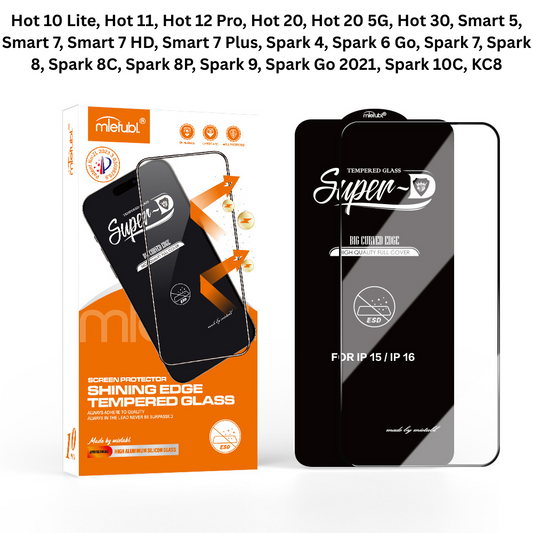 MTB Super D Tempered Glass for Infinix Hot 10 Lite, Hot 11, Hot 12 Pro, Hot 20, Hot 20 5G, Hot 30, Smart 5, Smart 7, Smart 7 HD, Smart 7 Plus, Spark 4, Spark 6 Go, Spark 7, Spark 8, Spark 8C, Spark 8P, Spark 9, Spark Go 2021, Spark 10C, KC8