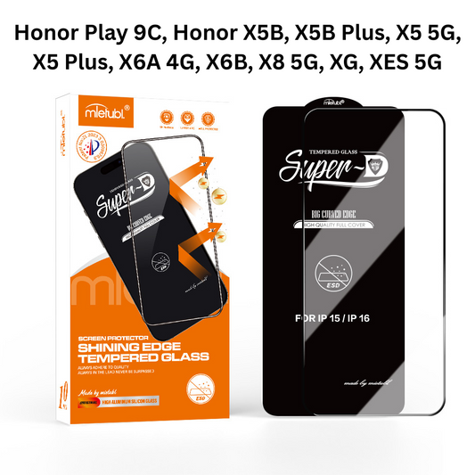MTB Super D Tempered Glass for Honor Play 9C, Honor X5B, X5B Plus, X5 5G, X5 Plus, X6A 4G, X6B, X8 5G, XG, XES 5G – Full Glue Edge to Edge 9H Screen Protector with HD Clarity and Smooth Touch for Honor Smartphones