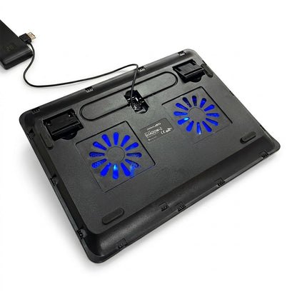 Mikuso Shiron-2 Dual Fan Laptop Cooling Pad (NCP-064) Blue LED Backlight Silent Operation, Mesh Surface Cooler for Notebooks Up to 15.4