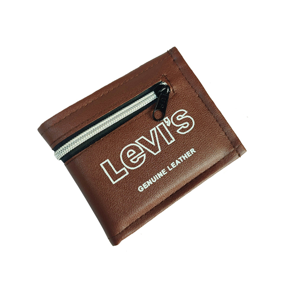 Mens Brown Leather Bifold Wallet with ID and Credit Card Holder