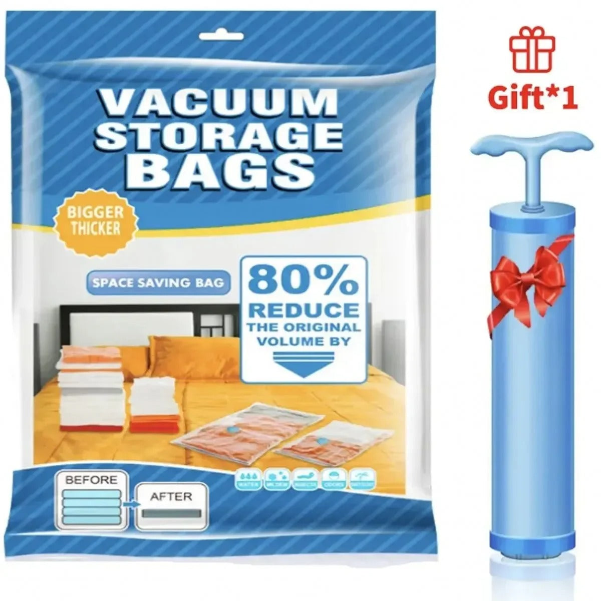 5Pcs Combo Vacuum Storage Bags with Pump for Clothes Comforters Home Packing Organizer Tracel friendly vacume bag