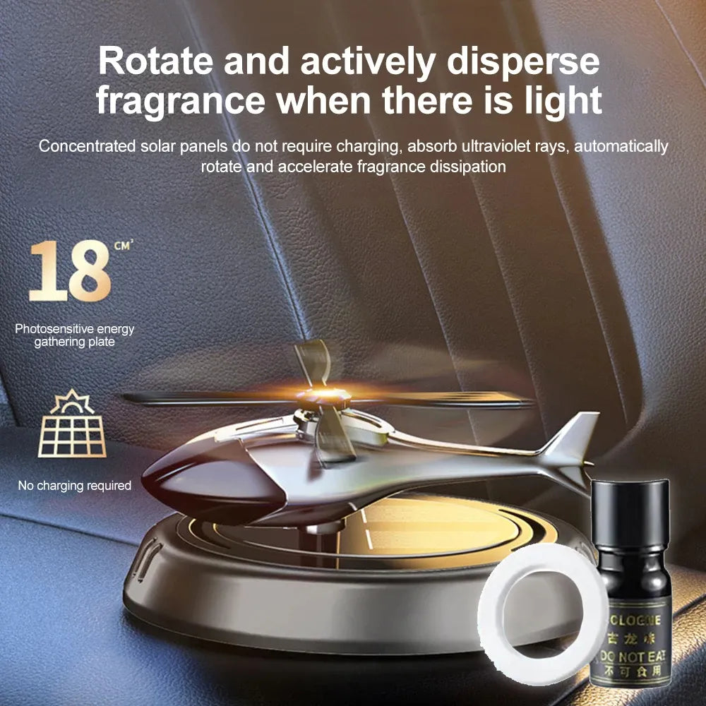 Solar Car Air Freshener Center Console Car Perfume Helicopter Decoration Interior Decoration Solar Car Rotating Perfume Diffuser