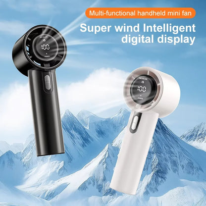 Rechargeable Handheld Fan, High-Speed Portable Fan with 100-level Wind Speeds, LED Digital Display, Fast Cooling USB Fan