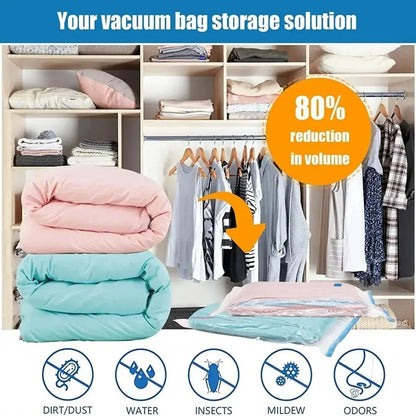 5Pcs Combo Vacuum Storage Bags with Pump for Clothes Comforters Home Packing Organizer Tracel friendly vacume bag