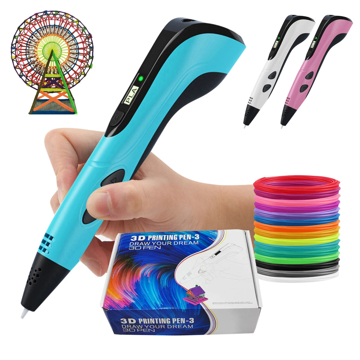 3D Printing Pen for Kids – Creative DIY Portable 3D Pen with PLA Filament for Art & Gifts
