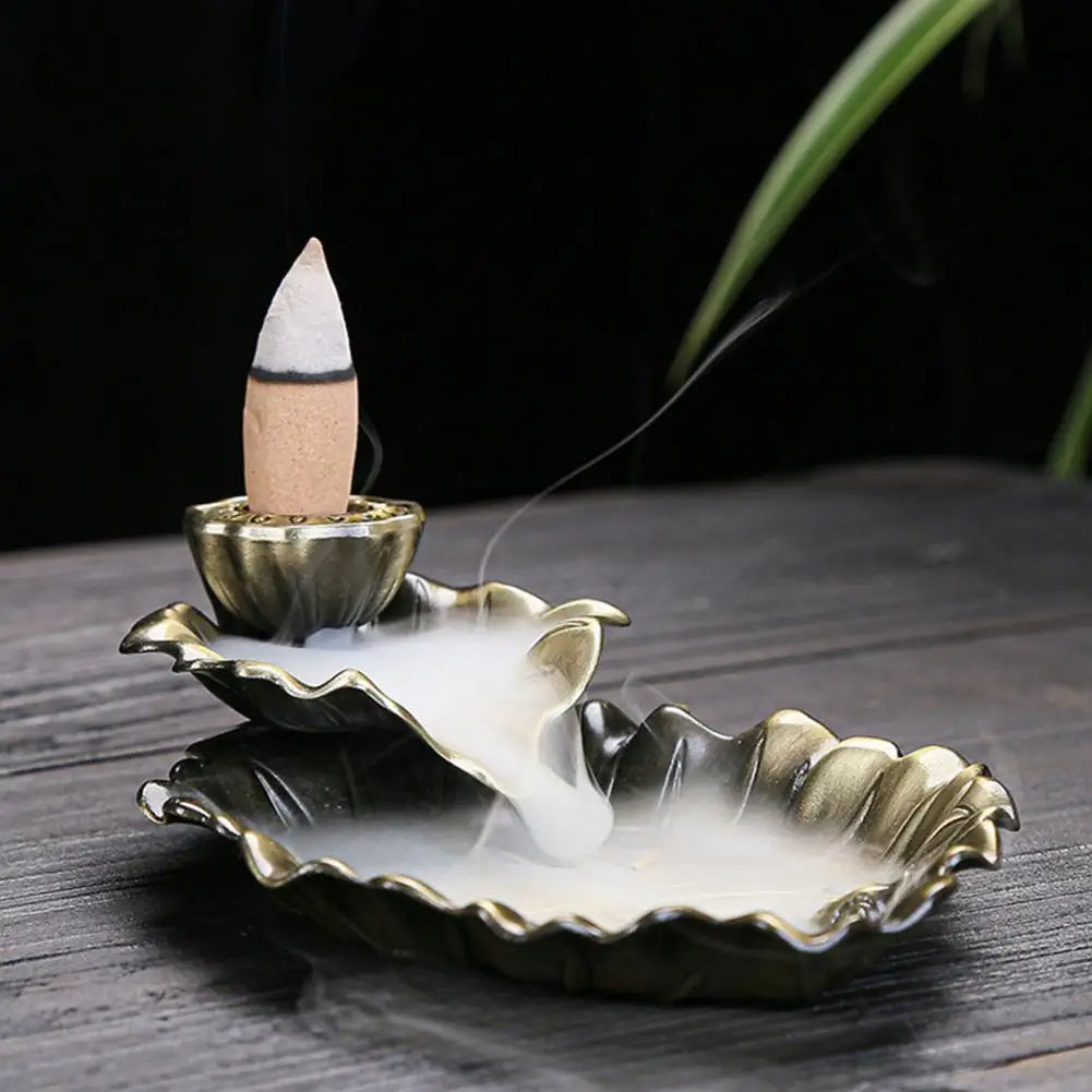 lotus leaf incense burner sri lanka, alloy incense holder for home, aromatherapy lotus incense plate, meditation and yoga incense holder, decorative metal incense burner, incense cone and stick holder, spiritual home décor incense burner


