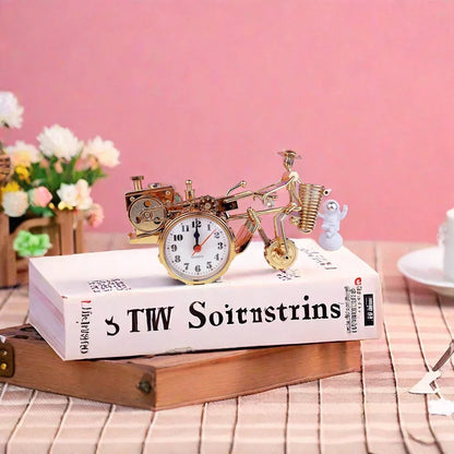Tractor Model Desk Clock Gold Decorative Table Clock for Kids' Room or Dormitory